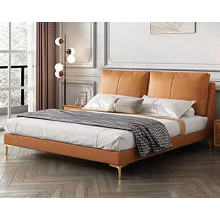 イタリア式レザーベッド  マスターベッドルームベッド  モダンミニマリスト  ダブルベッド  高級レザーベッド　BED-055 - kaguyasu