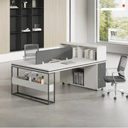 ワークデスク　事務机　パソコンデスク　オフィス用　書斎用　広々天板　頑丈設計　スチールフレーム　面取り加工　目隠しパネル　セキュリティ対策　大容量収納　収納ボックス付き　防汚加工　お手入れ簡単　カスタマイズ可能　BGZ-M093