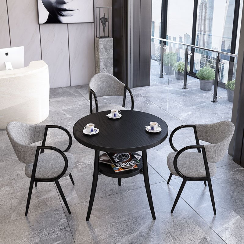 応接テーブル テーブル　収納付き丸テーブル　チェアセット　応接セット　オフィステーブル 　白テーブル　黒テーブル　カラフルチェア　JDZH-K-002