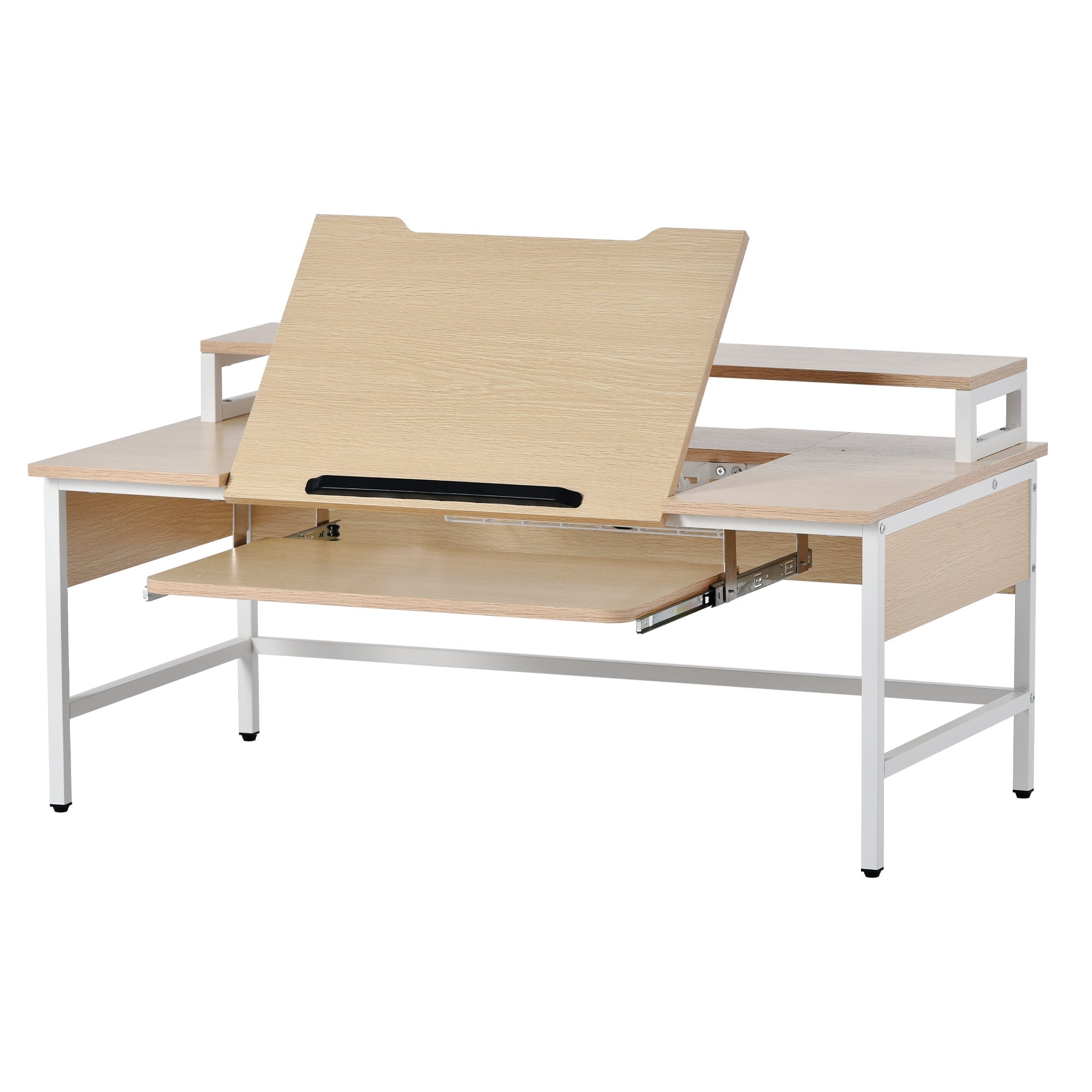 パソコンデスクハイタイプとロータイプに切り替え可能 いくつのPC設備同時使用可能 デスク,机,l字デスク,pcデスク,オフィスデスク,パソコンデスクおしゃれ